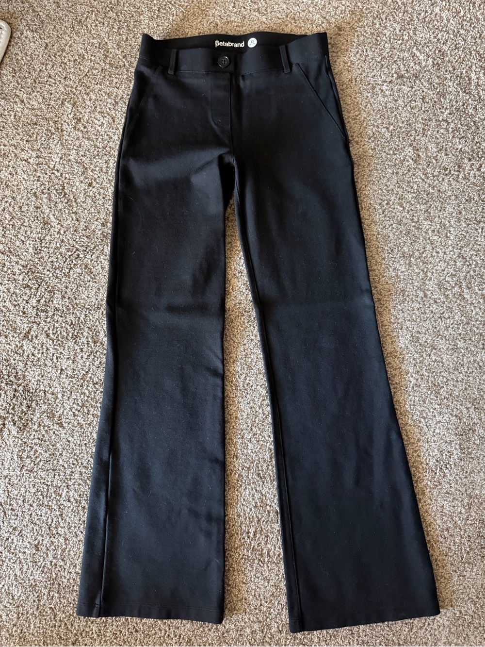 Betabrand Black Petite Dress Pants with Button Waist